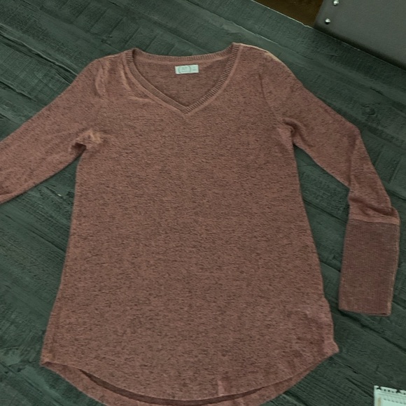 24/7 Small Pink Speckled V-Neck Sweater Top - Picture 4 of 5